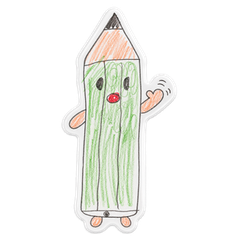 緑の色鉛筆の日常スタンプのメイン画像